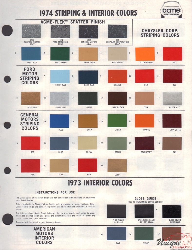 1974 Ford Paint Charts Acme 2